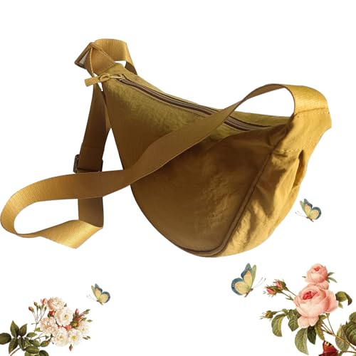 Crescent Bag for Women Men Small Nylon Crossbody Lightweight Shoulder Purse Travel Waist Bag (Yellow)3