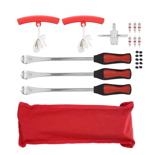 Holdes Herramienta de reparación de neumáticos de motocicleta, herramienta de elevador de neumáticos de motocicleta, 22 piezas de núcleos de válvula de neumáticos de bicicleta, cubierta de válvula de