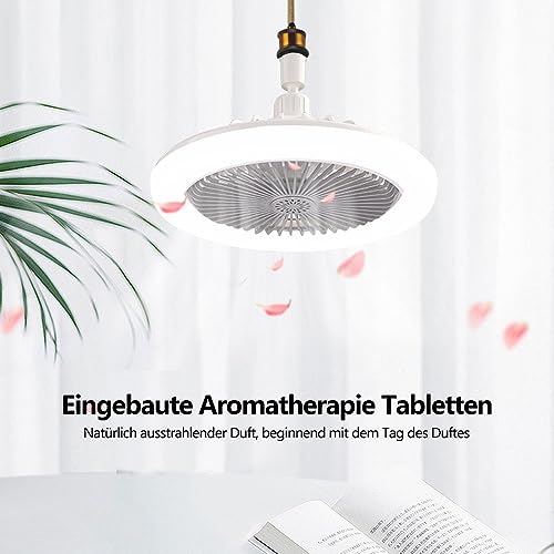 Anyingkai Bombilla Ventilador,Lampara Ventilador Techo,E27 Ventilador de Techo con Luz,Ventilador Lampara Techo,Ventiladores de Techo con Luz (gris) - imagen 5