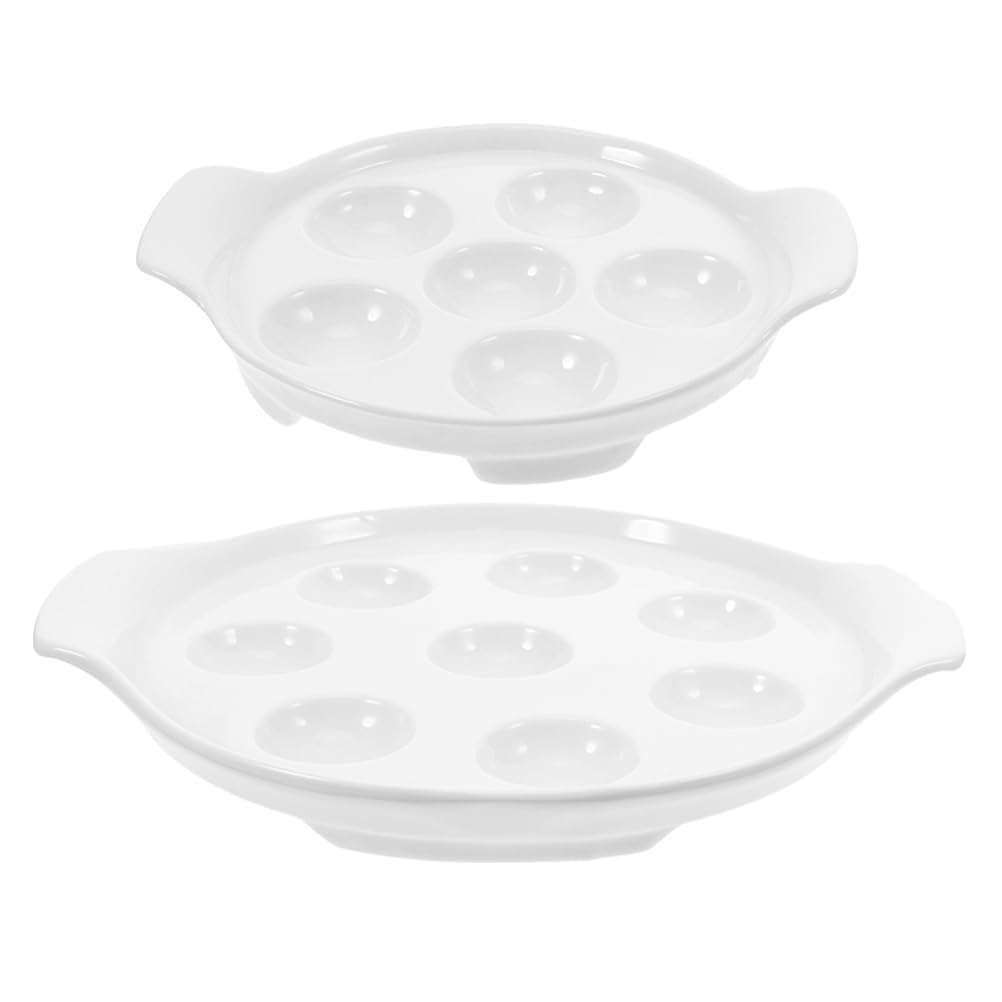 Ciieeo Fuente Para Horno De Cerámica Escargot Plato De Cocción Frances Para 8 Y 6 Caracoles Vajilla De Porcelana Para Reuniones Familiares Fiestas Y Cena Gourmet