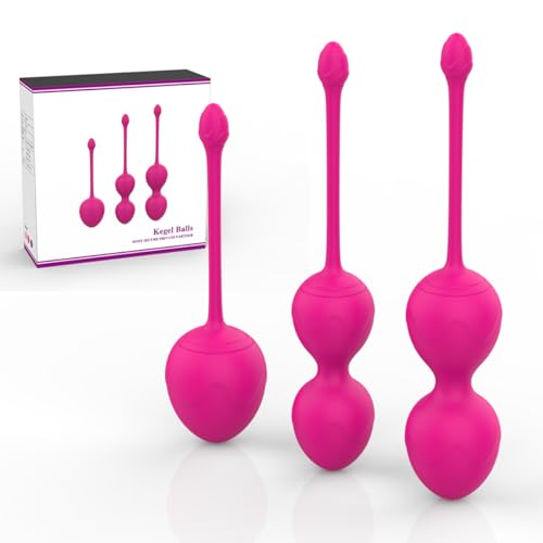 Boules de Geisha - Kegel Balls de 3 pour le contrôle de la vessie et les muscles du plancher pelvien - Kit d'entraînement Boules de Geisha Plancher Pelvien en Silicone (Rose)