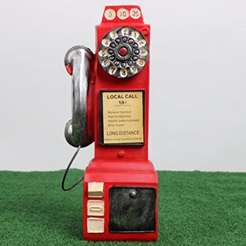 jojomis Vintage Antique Decorative Telephone Resin Handicraft Crafts Gifts, Red 10x7x24cm