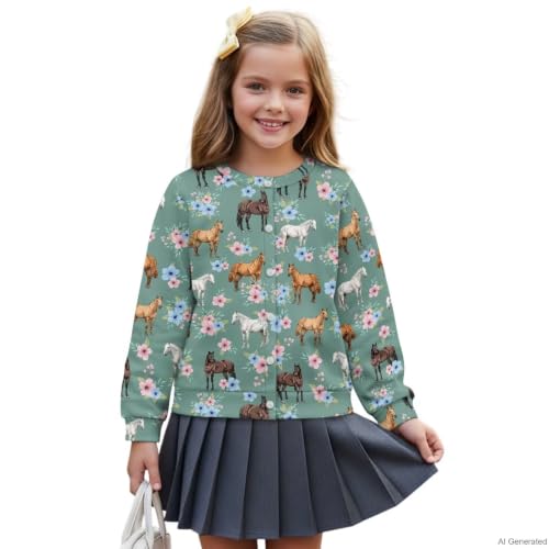Image of Girls Cardigans Sweater Long Sleeve Crew Neck Button Down Sweaters School Outerwear for Kids Fall Winter Tops