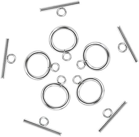 Toggle Clasps for Jewelry Making, 40 PCS 15mm 304 Stainless Steel Toggle Clasps Metal Barrel Screw Clasps Silver Toggle Clasps Bulk for Necklaces Bracelet Anklet Making
