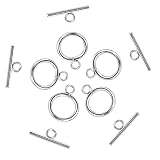Toggle Clasps for Jewelry Making, 40 PCS 15mm 304 Stainless Steel Toggle Clasps Metal Barrel Screw C