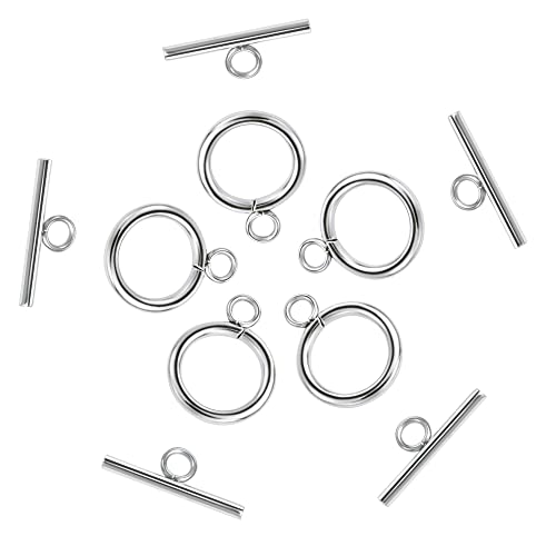 Toggle Clasps For Jewelry Making, 40 Pcs 15Mm 304 Stainless Steel Toggle Clasps Metal Barrel Screw Clasps Silver Toggle Clasps Bulk For Necklaces Bracelet Anklet Making #TOP28
