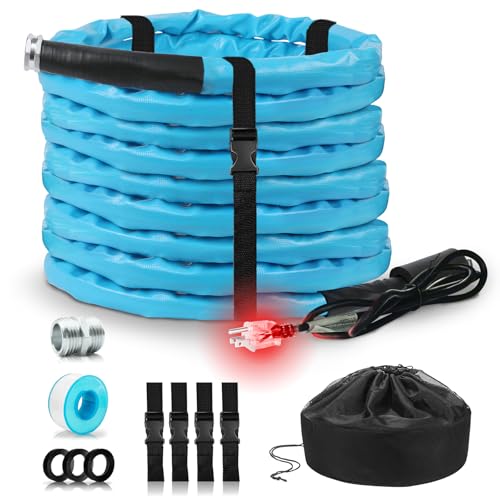 OEBLD Heated Water Hose for Rv (100ft L x 5/8"ID) 4.0 Upgraded Function with Energy Saving Thermostat to Keep Drinking Water Running in down to -45℉, Designed for Campers,with Storage Bag, Anti-Freeze by OEBLD - Used condition - US$89.59