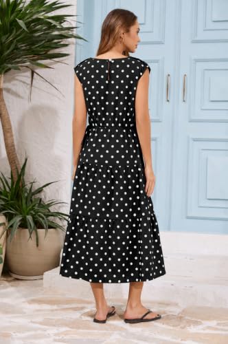 Image of calbatic Women Pleated Ruched Tiered Maxi Dress Sleeveless Patchwork Ruffle Hem A Line Flowy Summer Elegant Long Dress