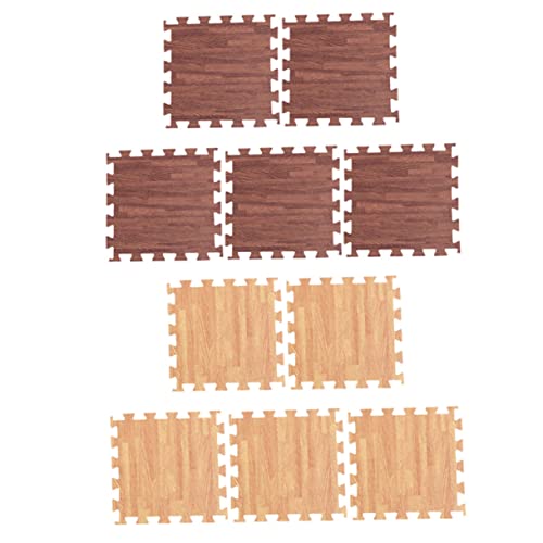 Kisangel 10pcs Interlocking Wood Grain Foam Mats 30x30cm Puzzle Exercise Mats Soft Floor Tiles for Home Random Style
