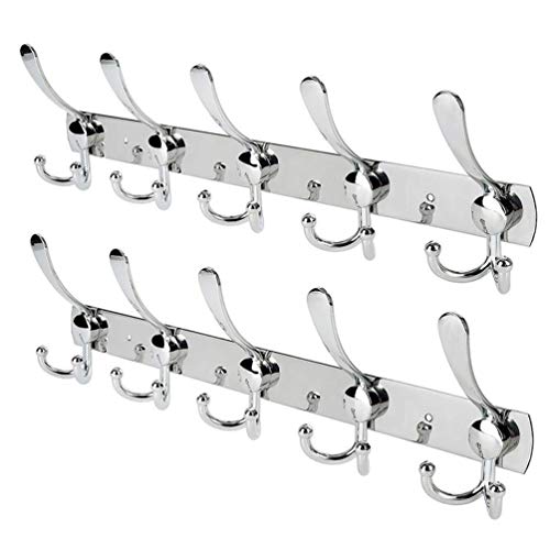 PluieSoleil Patères Porte Manteaux en Acier Inoxydable pour Porte-Manteau/Serviettes/Chapeau (5 Crochet*2pcs)