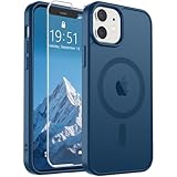 SUPFINE Magnetic for iPhone 12 Mini Case & iPhone 13 Mini Case (Compatible with MagSafe) (Military Grade Drop Protection) Slim Translucent Matte Shockproof Phone Cover,Deep Blue