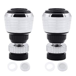 JaneYi (2 Pieces) 360° Swivel Tap Aerator Water Saving Faucet Adjustable Kitchen Bathroom Faucet Bubbler Filter with…