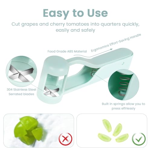 Miniatura 3 de Aoote Cortador De Uvas Para Niños,Cortador De Uvas Para Bebés Con Cepillo De Limpieza,Herramienta Para Cortar Uvas,Frutas De Acero Inoxidable Cortadora Para Cortar Tomates Fresas Cherry Azul