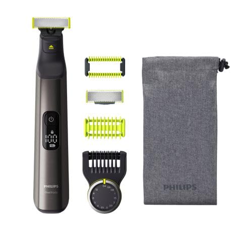 Philips OneBlade Pro Cara + Cuerpo QP6550/30 - Recortador de Barba recargable con Peine-guía para el cuerpo, Peine de Precisión de 14 Longitudes, con funda de viaje