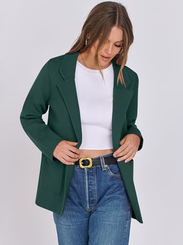 Image of ANRABESS Womens Sweater Blazer 2025 Fall Cardigan Chunky Knit Jacket Coats Deep Green X-Large