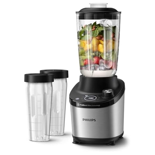 Philips 7000 Series Batidora de Alta Velocidad - 1500 vatios, 2 litros, Tecnología ProBlend Ultra, Programas de selección rápida, Recetas HomeID, Función de limpieza rápida, 2 Vasos(HR3760/10)