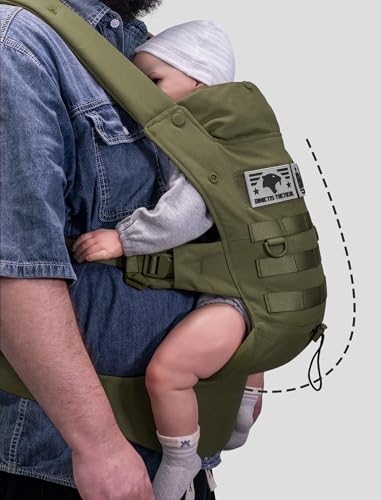 Image of Ergonomic Lumbar Support Baby Carrier for Infants to Toddlers (8-33 lbs), Cozy and Lightweight Military Baby Carrier for Plus Size Parents-Jungle Green