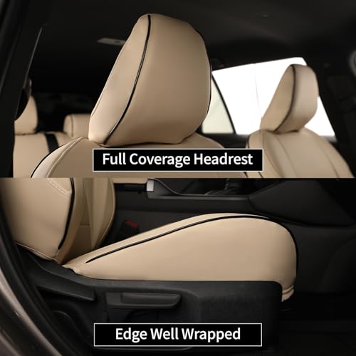 Image of EKR Rav4 Seat Covers Custom Fit for Toyota Rav4 (Hybrid) SE /XSE 2026, Car Seat Cover Full Set for SUV,Factory-Style Interior Upgrade, Easy-Wipe Protection,Faux Leather(Beige)