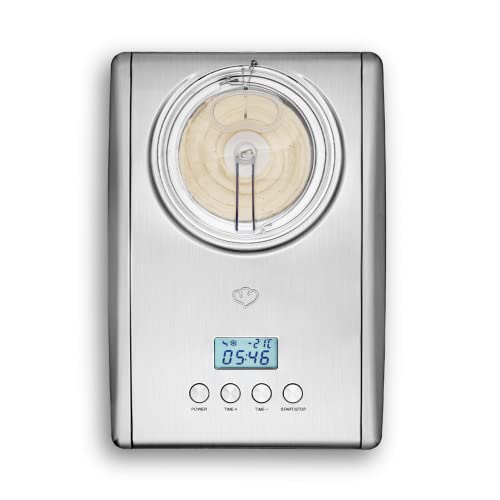 SPRINGLANE Eismaschine Emma 1,5 L mit selbstkühlendem Kompressor 150 W, aus Edelstahl mit entnehmbarem Eisbehälter, inkl. Rezeptheft (Silber, Eismaschine) – Bild 4