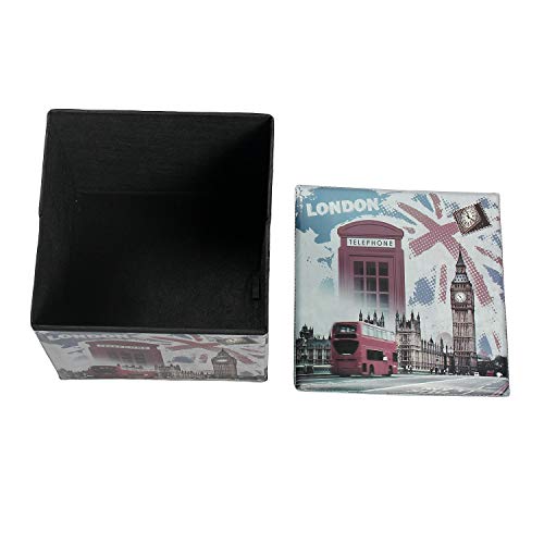 Image of Whitecloud TRANSFORMING HOMES Portable and Foldable London Telephone Laundry Box Folding /Sitting Stool (30X30X30 cm)