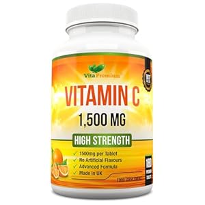 Vitamin C 1500mg per Tablet, High Strength 180 Vegan Tablets, Food Supplement, 6 Month Supply – Made in UK