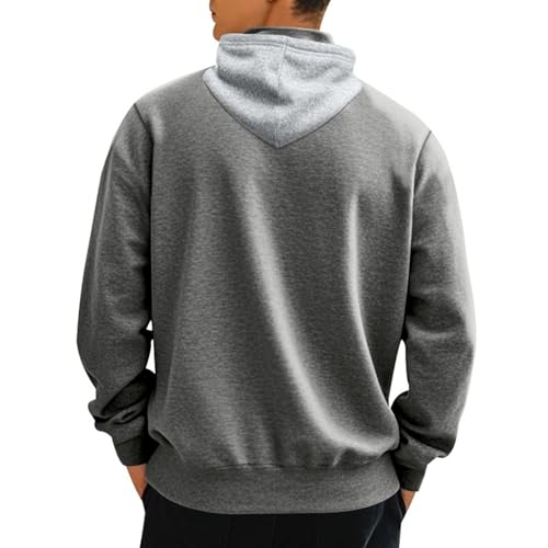 Fall Winter Fashion Hoodies for Men Long-sleeved Half-zip Fleece Lined Thick Sweatshirt with Pocket3