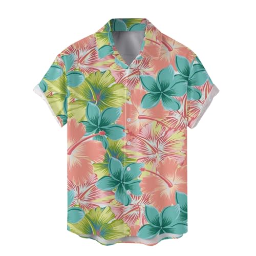Camisa hawaiana para hombre, manga corta, camisa de verano, informal, estampado de flores, camisa de playa cómoda y divertida, camisa hawaiana con botones, camisa de manga corta, camiseta de