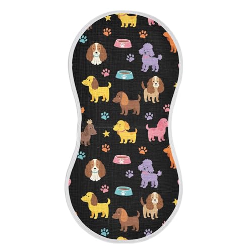 J JOYSAY Dog Poodle Cocker Spaniel Black Baby Burp Cloths for Boys Girls Large 22''x11'' Cotton 4 Layer Newborn Must-Have Essential for Girl Babies one sizex1