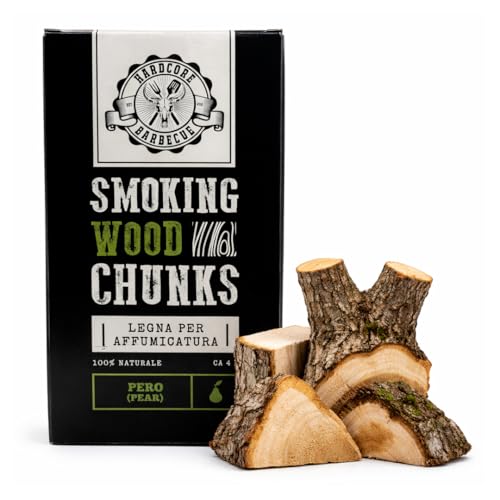 BBQ CHUNK PERO - PEAR - Legna per affumicatura HARDCORE BARBECUE - Pezzi di legno per affumicare - Circa 1.5 Kg