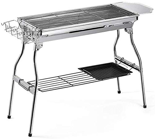 Tragbarer Edelstahl-Holzkohlegrill, Grill, faltbares Design verdicken Edelstahl, Reise Camping Küche Reisen