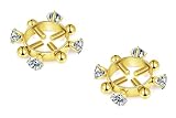 MIFYNN 2pcs Fake Nipple Rings For Women Surgical Steel Nipple Rings Cubic Zirconia Body Piercing Jew