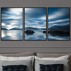 signwin 3 Piece Framed Canvas Wall Art Lake...