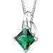 Simulated Emerald Princess Cut Pendant Sterling Silver 2.00 Carats