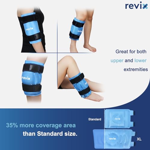 Image of REVIX 19 inch Extra Large Knee Ice Pack Wrap Around Entire Knee, Reusable Gel Cold Pack for Discomfort and Post-Workout Fatigue, Cold Compress, Enhance Comfort and Recovery