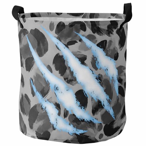 Grey Leopard Print Laundry Hamper Dirty Clothes Hamper for Bedroom Bathroom Modern Cool Animal Claw Marks Clothes Hampers Laundry Basket Toy Baskets Storage Organizer 13.8" x 17"