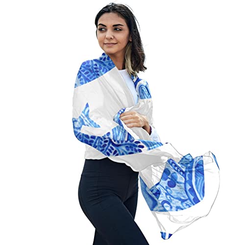 Écharpe légère femme motif poisson imprimé multicolore - 2
