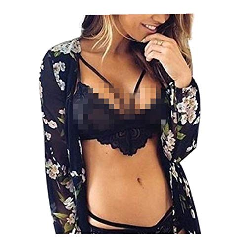 guobin Conjunto Erotica Lencería Sexy Mujer Encaje Ajustable Atractivo Ropa De Dormir Interior Push Up Bra Liguero Y Tanga Backless Halter Bikini Underpants Bra