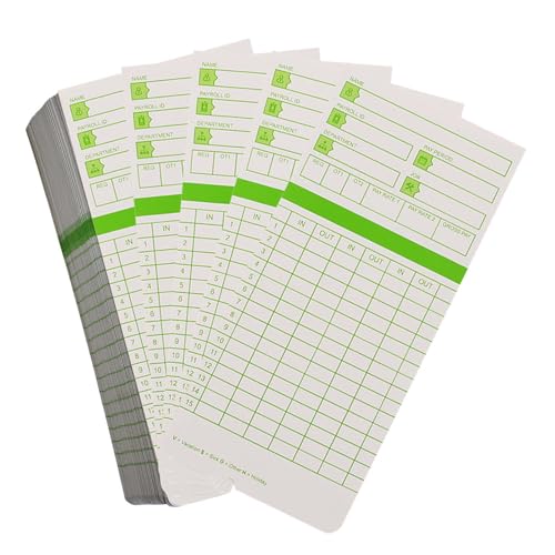 Image of 200PCS Time Cards for Employees, 2-Sided, Monthly Time Cards for HN3000, 3 3 /8 inch x 7 3 /8 inch, Green