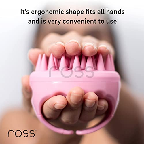 Image of Ross Hair Scalp Manual Massager Shampoo Hair Brush with Soft Silicone Bristles for Anti Dandruff, Exfoliating Care (Light Pink)