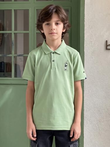 Image of Li'l Tomatoes Boys Sports Polo T-Shirt Polyester Casual Summer Tee | inchGolf Player inch Printed Collar Neck T-Shirt | Lightweight & Breathable Half Sleeve Sports Wear | Stylish Polo Tee | 9-16 Years