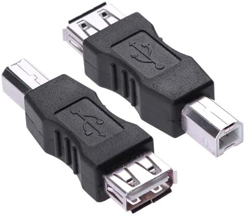 Printer to USB Adapter USB A to B Converter Male to Female Connector for HP Canon Dell Epson Brother Lexmark Xerox Printer, Scanner, External Hard Drive (2-Pack, Not Midi Adapter)