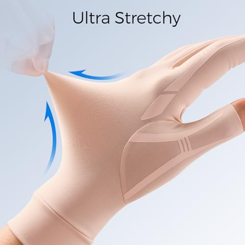 Image of FREETOO All-Around Compression Arthritis Gloves for Women for Pain, Carpal Tunnel Relief Gloves for Men, Hand Compression Gloves for Crocheting, Rheumatoid Arthritis. Warm Pink L