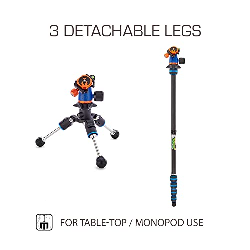 3 Legged Thing Punks Brian 2.0 Carbon Fibre Travel-Friendly Tripod - Compact & Adjustable Camera Tripod With Three Detachable Legs - Blue/Black (Brianblue2.0) #TOP5