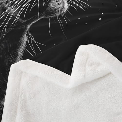 Homemissing Leopard Fleece Throw Blanket Single 50x60Inch Moon Universe Cloud Galaxy Sherpa Blanket for Bed Sofa Couch Star Print Room Decor - Image 4