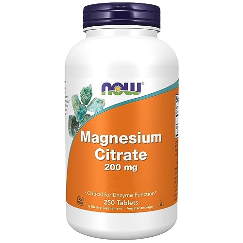 Now Foods, Magnesium Citrate (Citrato de Magnesio), 200mg, 250 Comprimidos veganos, Probado en...