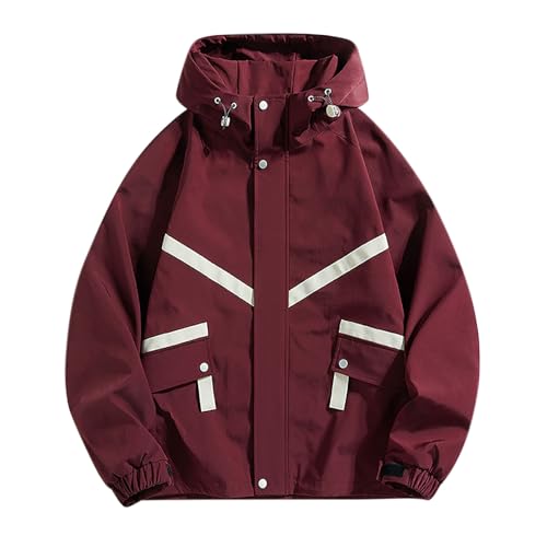 Mens Rain Jacket Lightweight Outdoor Hiking Travel Waterproof Hooded Windbreaker Fashion Y2k Teen Boy Street Jacket Coat