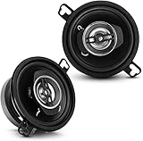 ALTAVOCES DE 3,5 PULGADAS: Un altavoz automotriz de corte limpio que cuenta con el tamaño de un cono de altavoz de inyección de poliéster negro de alta calidad de 9cms x 9cms x 5cms. Mejora el estéreo del automóvil al producir un sonido potente con una estructura magnética de 5,5 oz y una sensibilidad de 88 dB