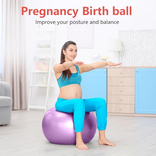 Image of Primasole Exercise Ball for Balance Stability Fitness Workout Yoga Pilates at Home Office & Gym Birthing Ball for Pregnancy, Office Ball Chair