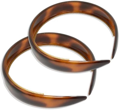 Parcelona French Bold Mini 0.75" Toothed Acetate Headband for Women, 2pcs