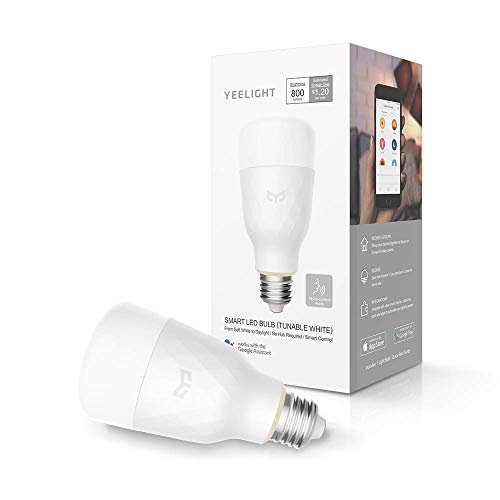 YEELIGHT Smart LED WiFi Light Bulb 10W E26 110V 800lm No Hub Lighting Bulbs Compatible with Alexa, Google Assistant (TUNABLE White)